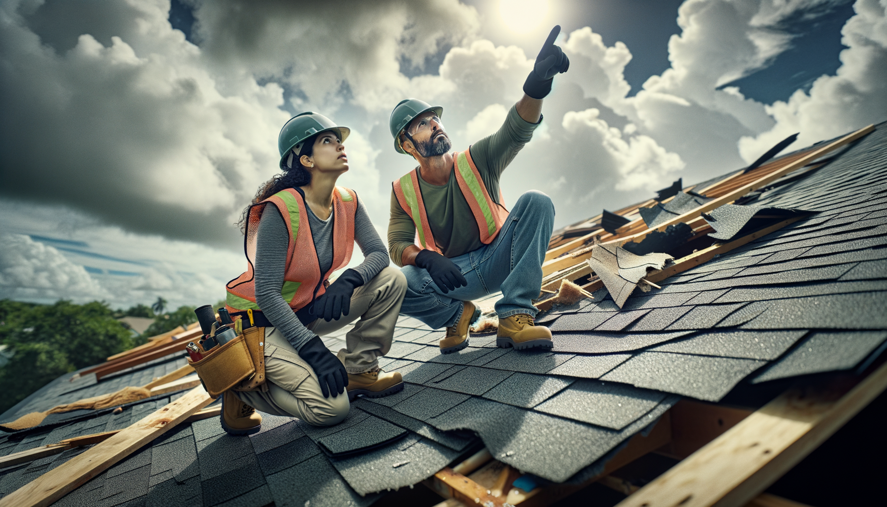 Storm damage restoration crew